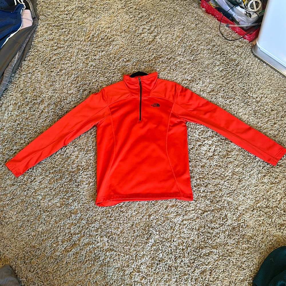 North face orange quarter zip smalll